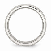 Stainless Steel Wedding Band with CZ Green Camo Polished Finish